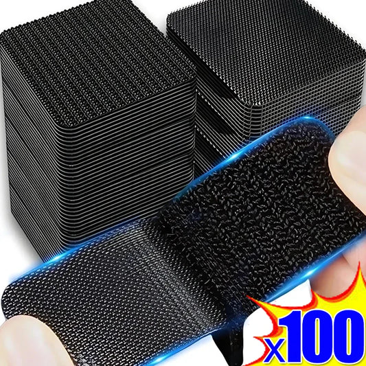 100-Pack Self-Adhesive Hook and Loop Fastener Squares for Versatile Organization and Mounting Solutions, Reusable and Durable Design