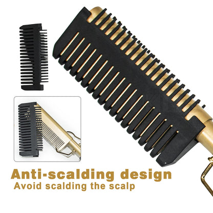 3-in-1 Hair Straightening and Curling Comb with Digital Temperature Display and Multi-Functional Design for Sleek, Curly, or Groomed Beard Styling