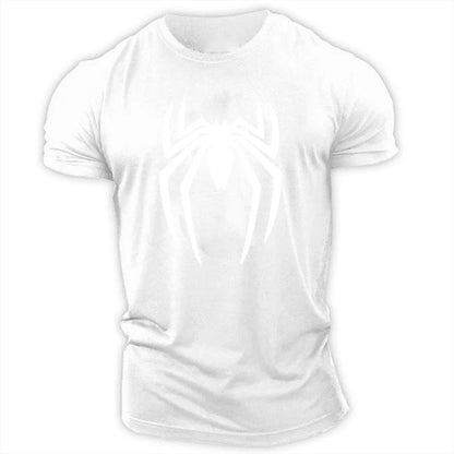 Men's Sports T-Shirt with Bold Spider Symbol Design and Short Sleeves