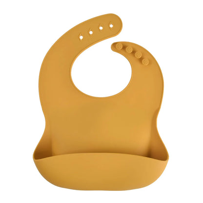 Adjustable Silicone Baby Bibs with Food Catcher Pocket for Mess-Free Mealtime - Soft, Waterproof, and Easy to Clean Feeding Bibs for Infants and Toddlers