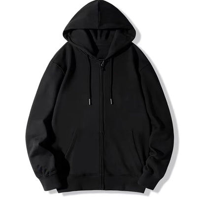 Classic Full-Zip Hoodie with Drawstring Hood and Split Kangaroo Pocket