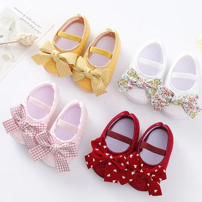 Soft Baby Mary Jane Flats with Large Bow Detail and Elastic Strap for Secure Fit