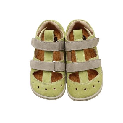 Stylish Kids' Suede Sandals with Triple Velcro Straps, Breathable Design, and Cushioned Cork Footbed for All-Day Comfort and Support