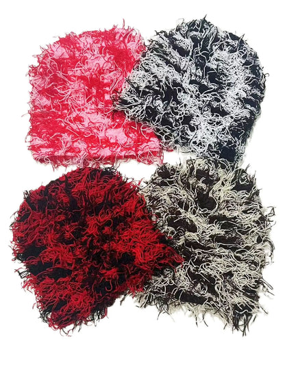 Textured Shaggy Knit Beanie with Unique Fringe Detailing for Bold and Stylish Winter Fashion