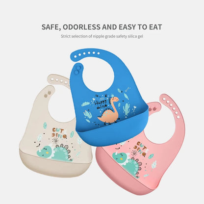 Waterproof Baby Bibs with Adjustable Closure and Cute Dinosaur Designs for Mealtime Protection and Easy Cleanup