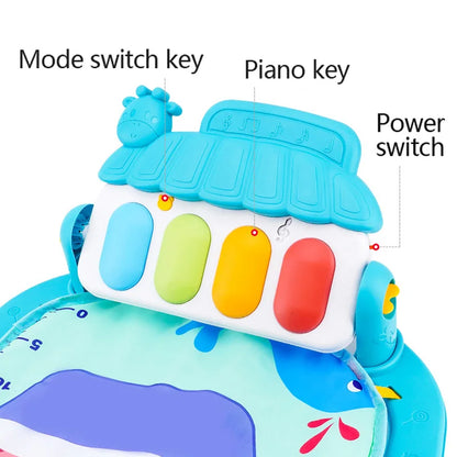 Baby Activity Play Mat with Piano Keyboard, Hanging Toys, and Soft Cushioned Surface for Tummy Time and Sensory Development