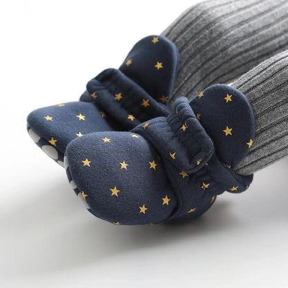 Soft Baby Booties with Starry Print and Anti-Slip Soles