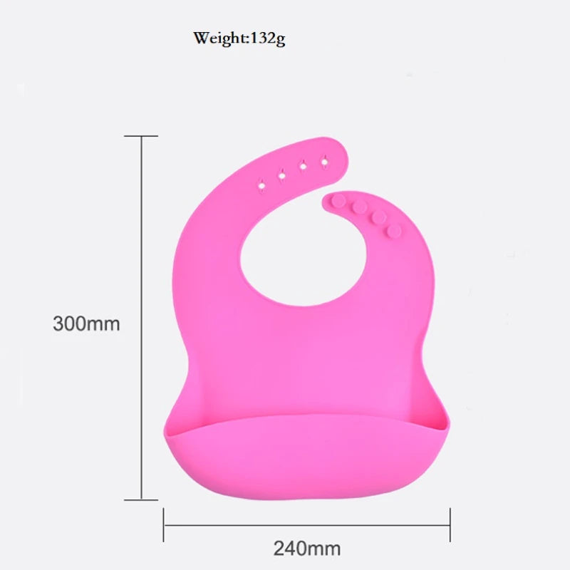 Adjustable Silicone Baby Bibs with Food Catcher Pocket for Mess-Free Mealtime - Soft, Waterproof, and Easy to Clean Feeding Bibs for Infants and Toddlers