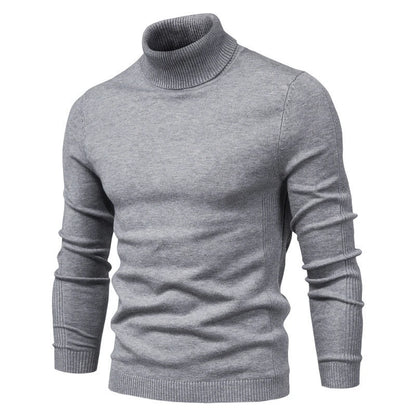 Men's Slim-Fit Turtleneck Sweater with Ribbed Detailing and Long Sleeves, Designed for Warmth and Style in a Comfortable Casual Fit