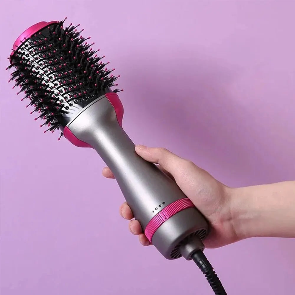 3-in-1 Hot Air Comb for Blow Drying, Curling, and Straightening Hair with Multi-Function Styling Capability