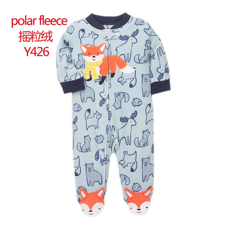 Adorable Animal-Themed Baby Footed Pajamas, Cozy Long-Sleeve Sleepers with Zipper Closure, Soft and Warm Infant Onesies, Various Cute Designs for Boys and Girls