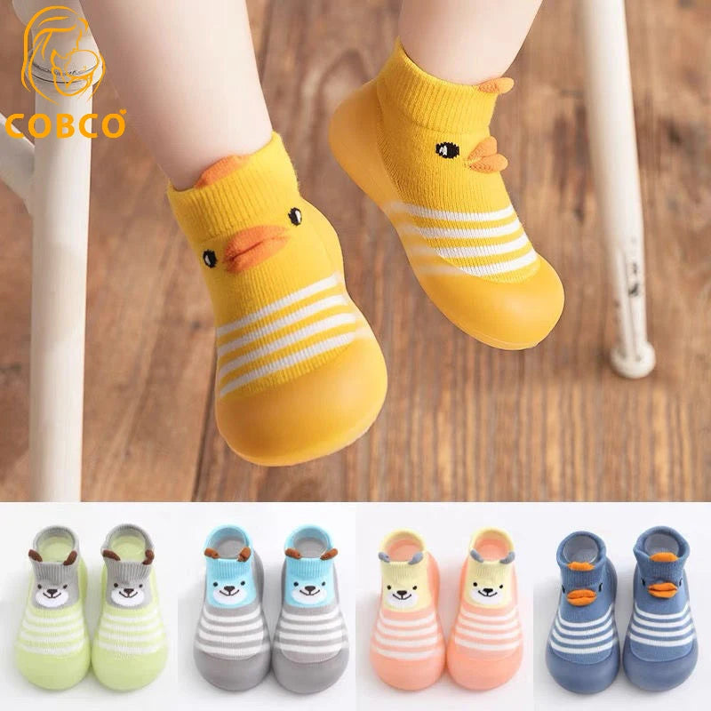 Adorable Baby Sock Shoes with Animal Designs and Non-Slip Rubber Soles for Toddlers