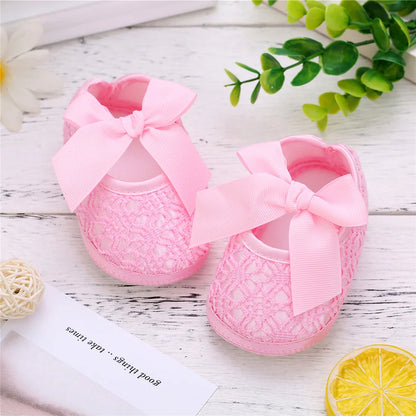 Soft Baby Mary Jane Flats with Large Bow Detail and Elastic Strap for Secure Fit