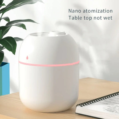 Compact Water Drop Humidifier with Silent Operation, Colorful Night Lights, and USB-Powered Design for Desktop Use