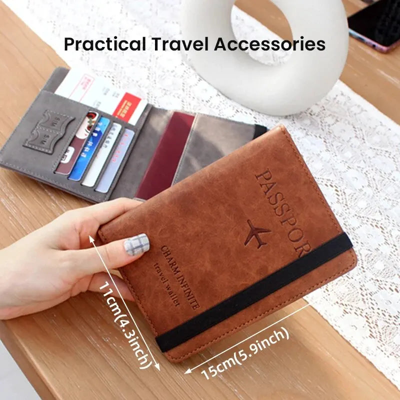 RFID Blocking Travel Wallet with Passport Holder and Multiple Card Slots for Secure Travel Organization