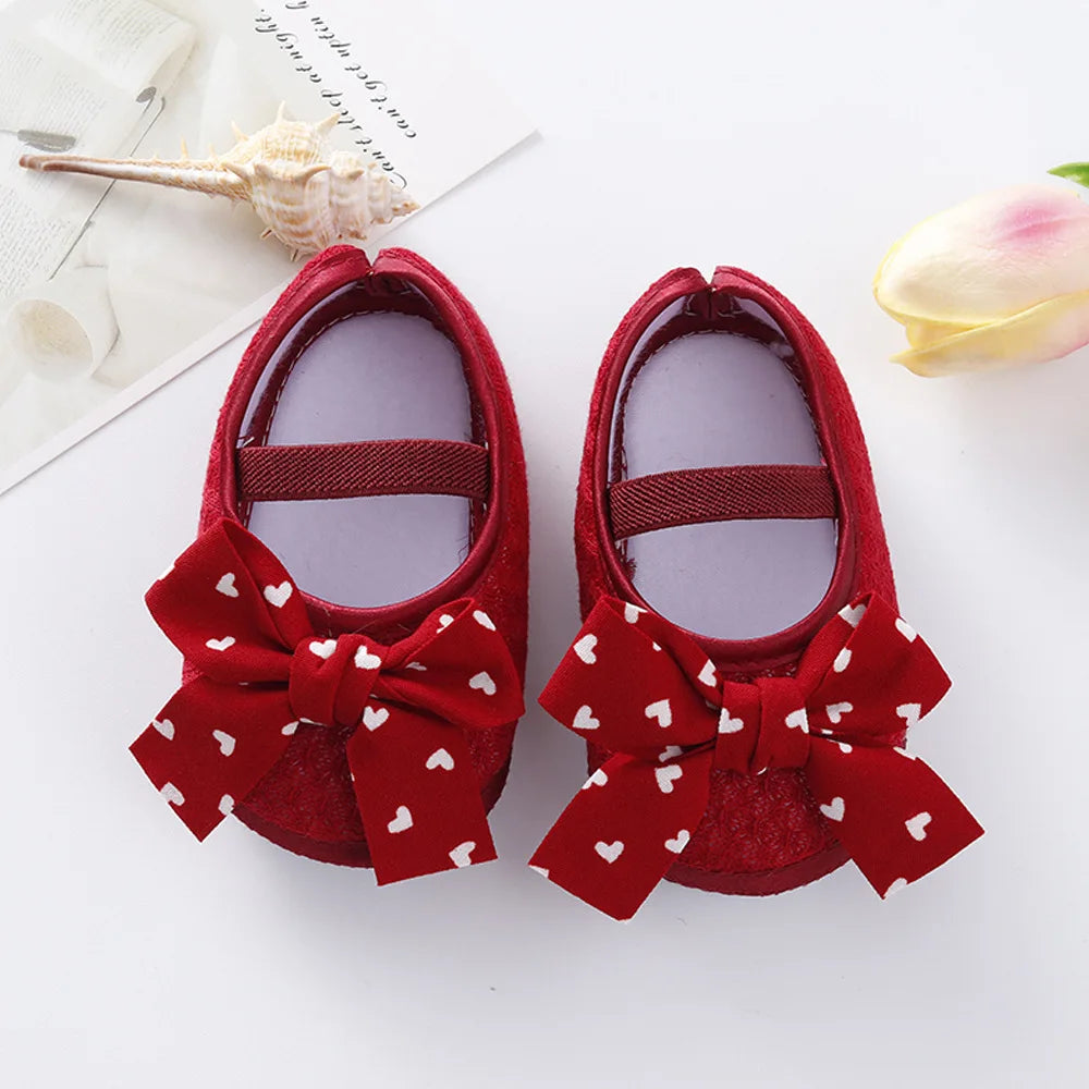 Soft Baby Mary Jane Flats with Large Bow Detail and Elastic Strap for Secure Fit