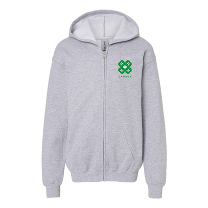 Gildan Heavy Blend Youth 4H Canada Logo Full Zip Hooded Sweatshirt
