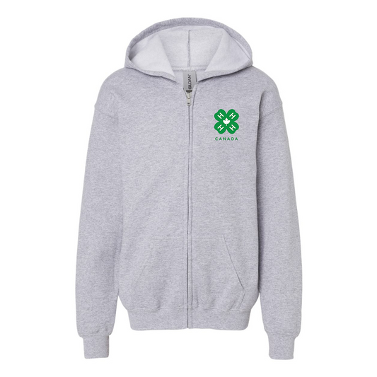 Gildan Heavy Blend Youth 4H Canada Logo Full Zip Hooded Sweatshirt