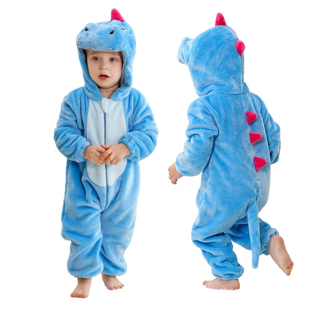 Adorable Animal Themed Fleece Onesies with Hood for Babies and Toddlers