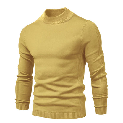 Men's Slim-Fit Turtleneck Sweater with Ribbed Detailing and Long Sleeves, Designed for Warmth and Style in a Comfortable Casual Fit