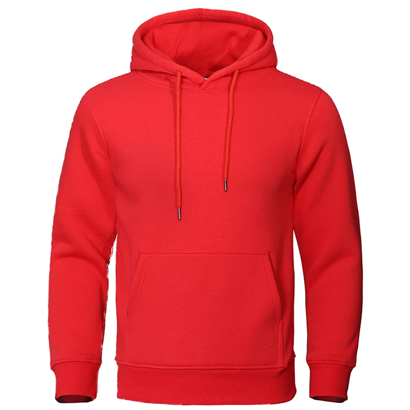 Men's Basic Pullover Hoodie with Adjustable Drawstring and Front Kangaroo Pocket