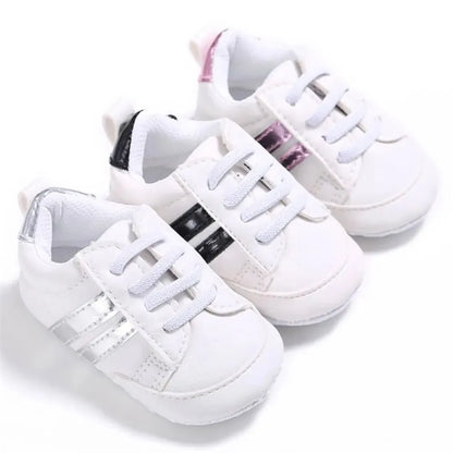 Stylish Baby Sneakers with Reflective Stripes and Easy Lace-Up Closure for Comfortable All-Day Wear