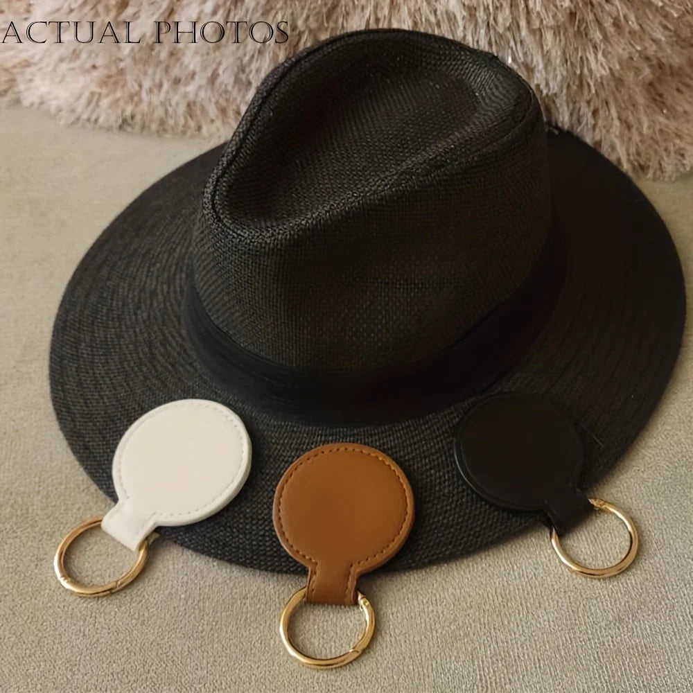 Elegant Leather Hat Clip Keychain for Securely Attaching Hats to Bags, Perfect for Travel and Outdoor Adventures, Available in Multiple Chic Designs