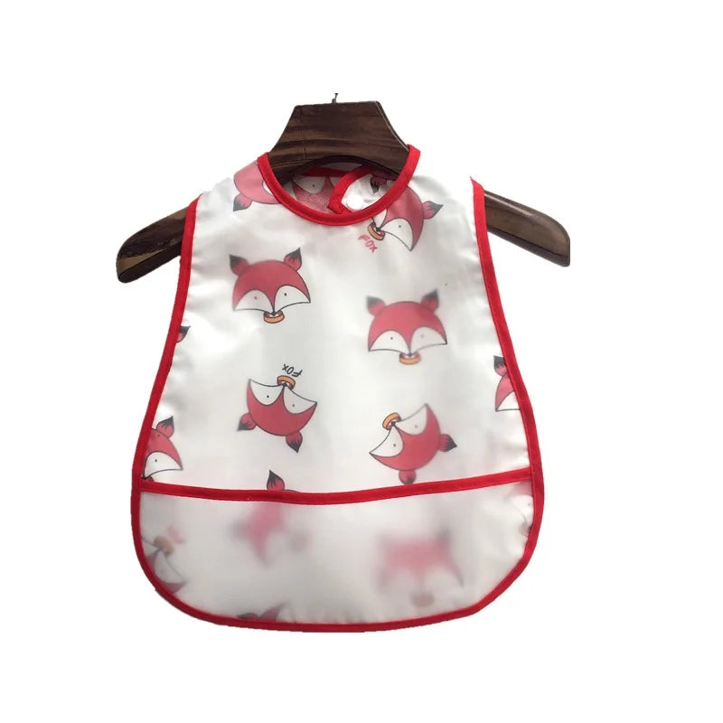 Adorable Waterproof Baby Bibs with Catch-All Pocket and Fun Cartoon Designs for Easy Clean-Up