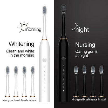 Electric Toothbrush with 6 Cleaning Modes, High-Frequency Vibration, USB Charging, and Waterproof Design for Comprehensive Oral Care