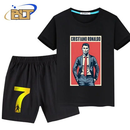 Stylish Soccer Star T-Shirt and Shorts Set for Kids – Perfect for Young Football Fans