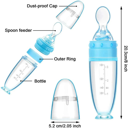 **Squeezable Silicone Baby Food Feeder with Spoon Tip for Easy Feeding and Mess-Free Mealtime**