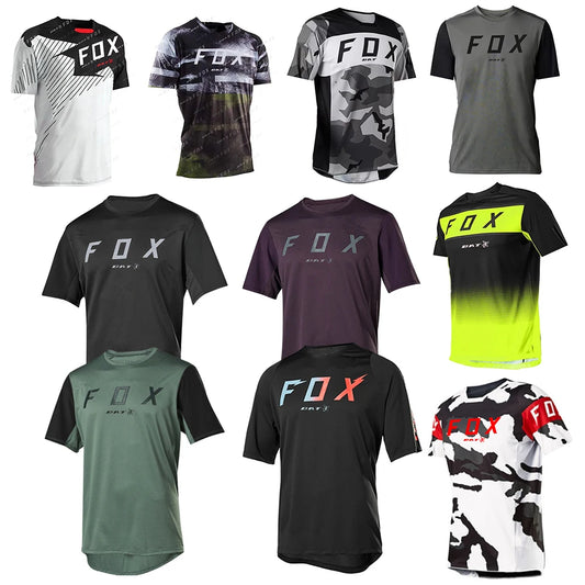 Men's Short Sleeve Off-Road Cycling Jerseys with Camouflage and Graphic Prints, Featuring Breathable Fabric and Quick-Dry Technology for Extreme Sports