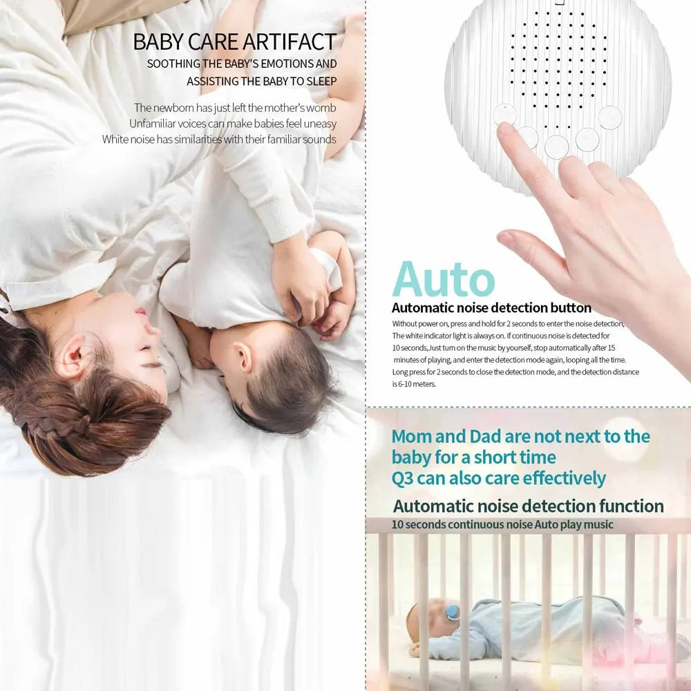 Portable Baby Sleep Machine with Soothing Sounds and Adjustable Volume for Enhanced Sleep Quality on the Go