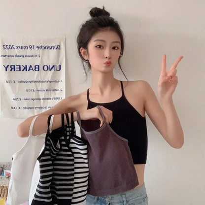 Women's Ribbed Tank Tops with Strappy Back Design and Mixed Solid and Striped Patterns, Perfect for Layering or Casual Wear