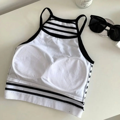 Women's Ribbed Tank Tops with Strappy Back Design and Mixed Solid and Striped Patterns, Perfect for Layering or Casual Wear