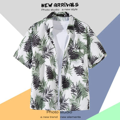 Men's Short-Sleeve Hawaiian Shirt Collection with Vibrant Floral and Tropical Prints, Ideal for Summer Casual Wear