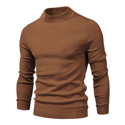 Men's Slim-Fit Turtleneck Sweater with Ribbed Detailing and Long Sleeves, Designed for Warmth and Style in a Comfortable Casual Fit