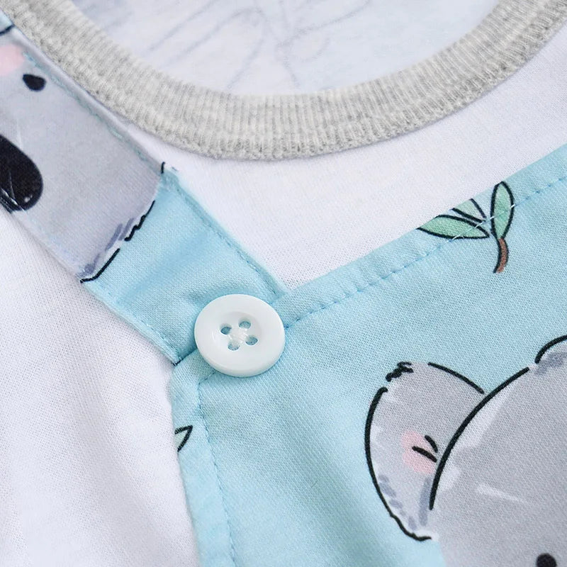 Cute Koala Print Baby Romper Set with T-Shirt - Soft Cotton Material - Ideal for Newborns and Infants - Perfect for Casual Wear