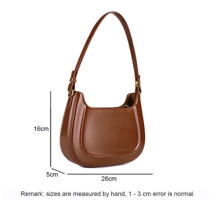 Elegant Women's Crescent Shoulder Bag with Adjustable Strap and Smooth Finish