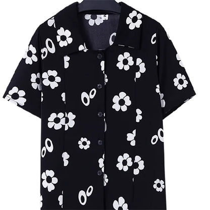 Men's Tropical Floral Print Short Sleeve Shirt with Turn-Down Collar and Lightweight Fabric for Summer Casual Wear