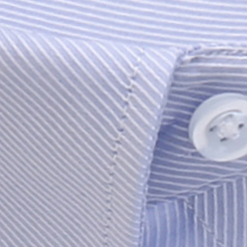 Men's Striped Dress Shirt with Long Sleeves, Button-Down Front, and Classic Collar for Formal and Business Wear