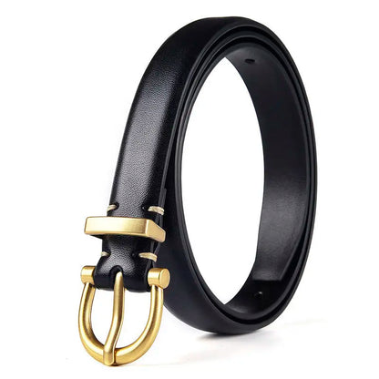 Slim Fashion Belt for Women with Elegant Gold Buckle, Perfect for Pairing with Jeans, Dresses, and Skirts