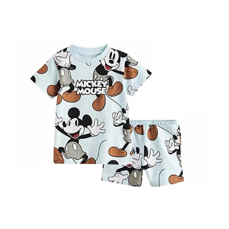 Mickey Mouse Toddler Summer Outfit Set with Short-Sleeve Top and Matching Shorts, Featuring Iconic Character Print