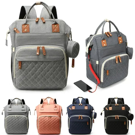 Spacious Multi-Functional Diaper Bag Backpack with Insulated Bottle Holders, USB Charging Port, and Stylish Design for Modern Parents