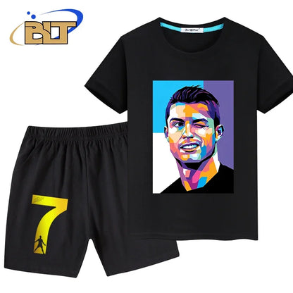 Stylish Soccer Star T-Shirt and Shorts Set for Kids – Perfect for Young Football Fans