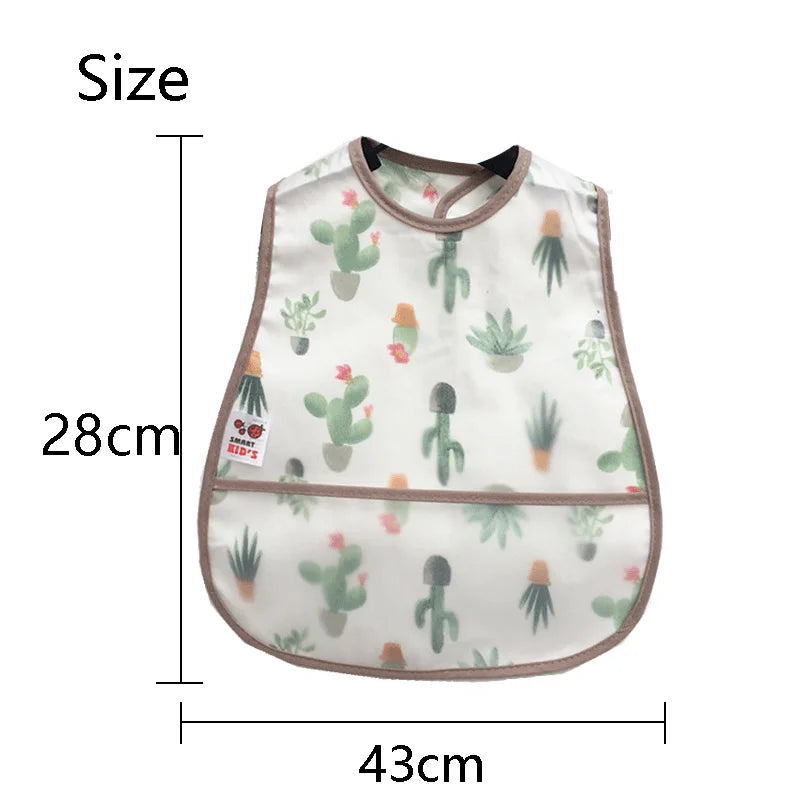 Adorable Waterproof Baby Bibs with Catch-All Pocket and Fun Cartoon Designs for Easy Clean-Up