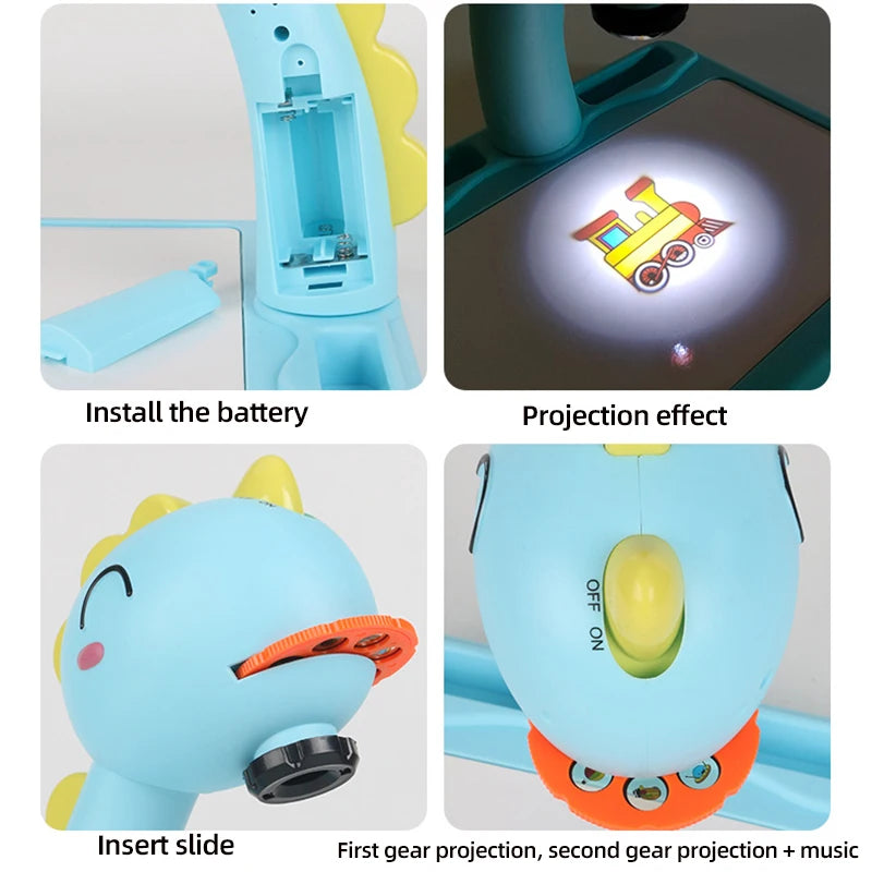 Kids Drawing Projector Set with Giraffe Design - Includes Drawing Board, 12 Markers, 3 Pattern Wheels, and Eraser