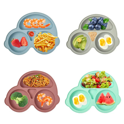 Silicone Baby Plates with Suction Base and Divided Compartments for Easy and Mess-Free Feeding