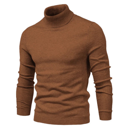 Men's Slim-Fit Turtleneck Sweater with Ribbed Detailing and Long Sleeves, Designed for Warmth and Style in a Comfortable Casual Fit