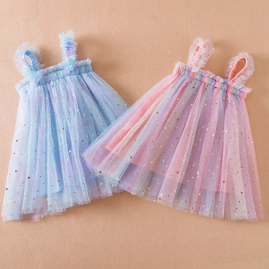 Fairy Princess Tulle Dress with Glitter Stars for Girls, Perfect for Parties and Special Occasions